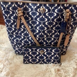 Coach Tote with matching wallet.
